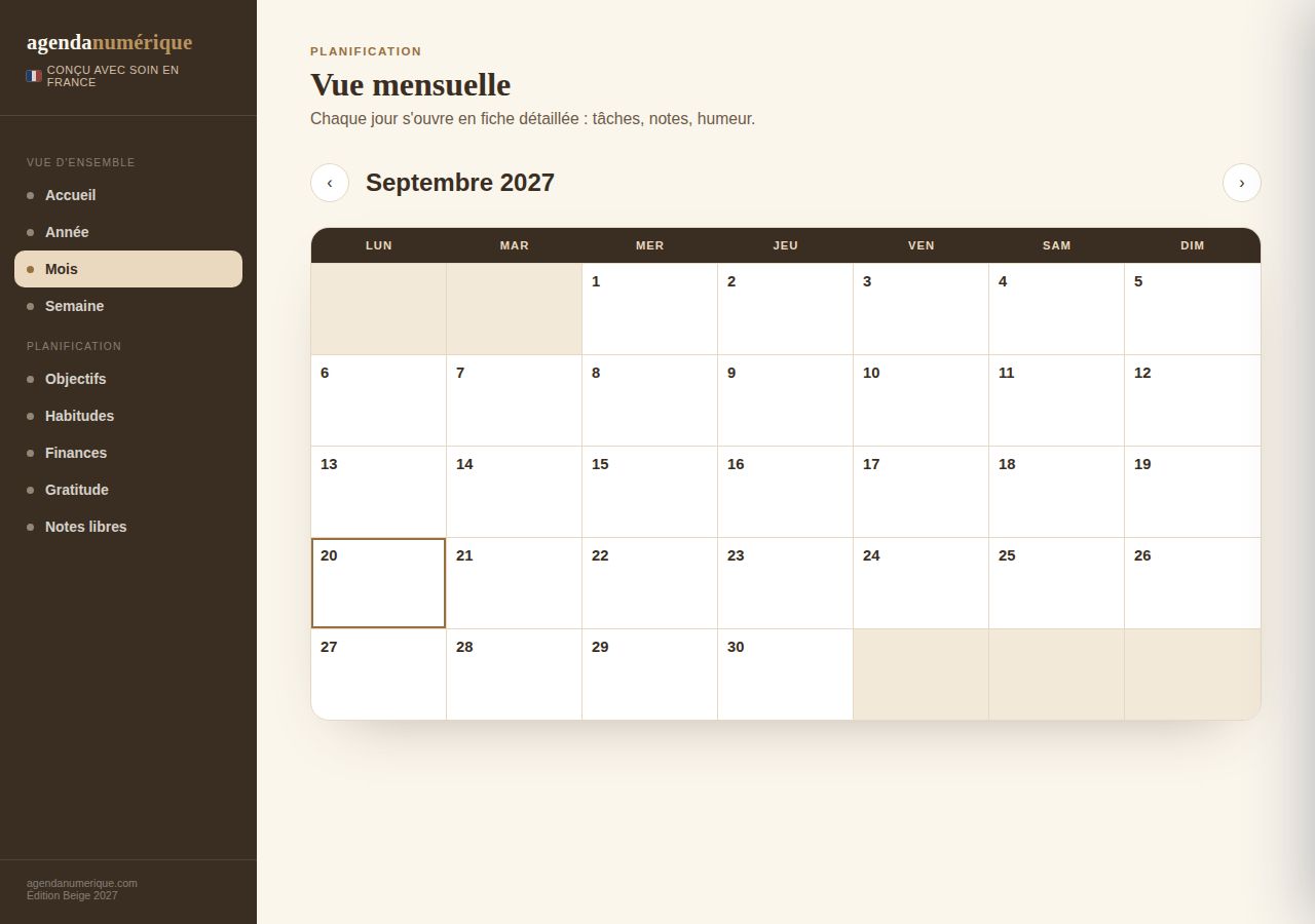 Vue Mois